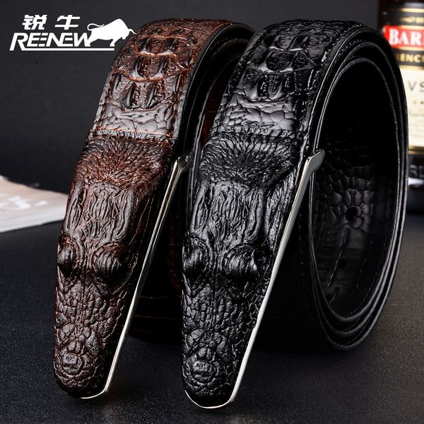 male real men's trousers belt cow leather crocodile head trendsetter personality student domineering business trousers belt, Black;brown
male real men's trousers belt cow leather crocodile head trendsetter personality student domineering business trousers belt, Black;brown