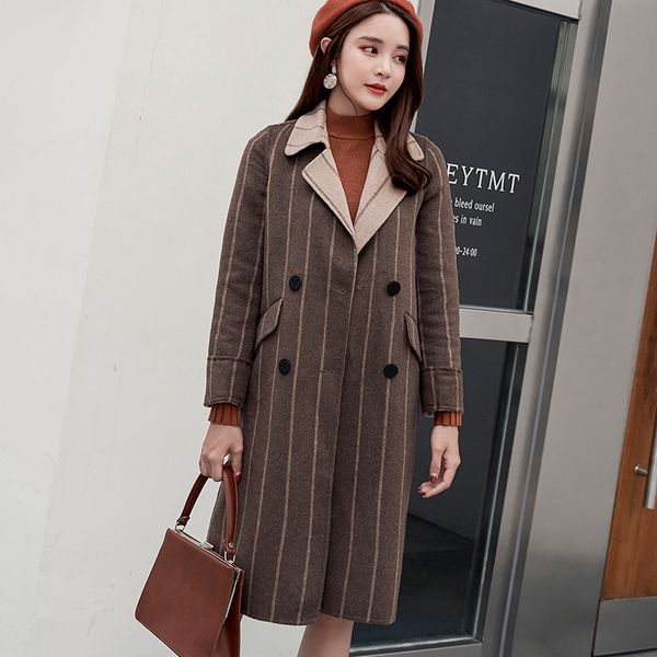 2019 autumn and winter new wool coat female long section double-sided thick woolen windbreaker cashmere jacket, Black
2019 autumn and winter new wool coat female long section double-sided thick woolen windbreaker cashmere jacket, Black