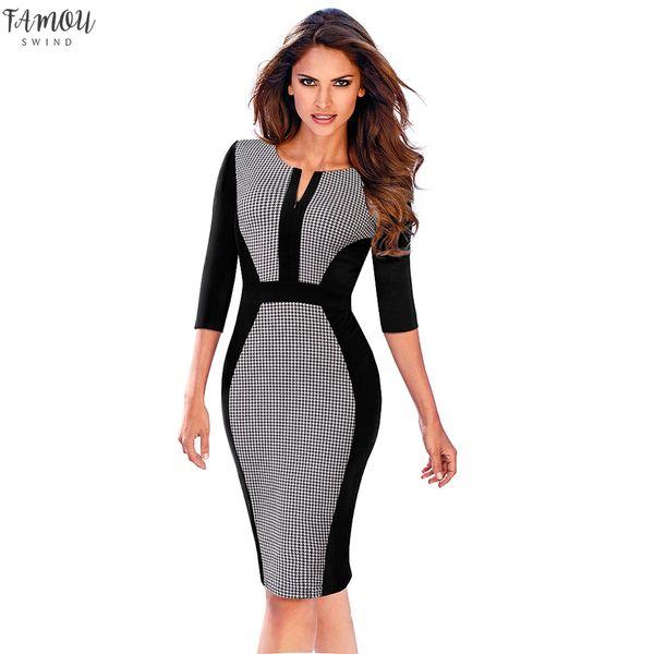 women contrast patchwork wear to work business vestidos office bodycon zipper sheath female dress b409, Black;gray
women contrast patchwork wear to work business vestidos office bodycon zipper sheath female dress b409, Black;gray