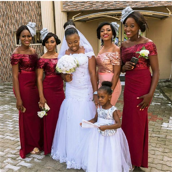 2019 new african bridesmaid dresses boat neck short sleeve sparkly sequins maid of honor dresses burgundy wedding party gowns
2019 new african bridesmaid dresses boat neck short sleeve sparkly sequins maid of honor dresses burgundy wedding party gowns