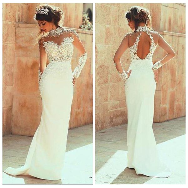 high colar beading wedding gowns 2019 floor lenght lace appliques backless wedding dress garden poet long sleeve wedding dress, White
high colar beading wedding gowns 2019 floor lenght lace appliques backless wedding dress garden poet long sleeve wedding dress, White