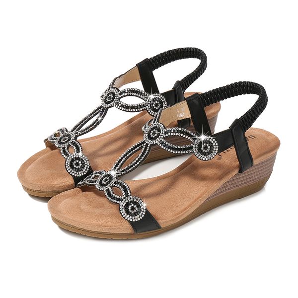 women sandales bling rhinestone luxury fashion sandals black ladies casual shoes wedges elastic band bohemia summer beach sandls
women sandales bling rhinestone luxury fashion sandals black ladies casual shoes wedges elastic band bohemia summer beach sandls
