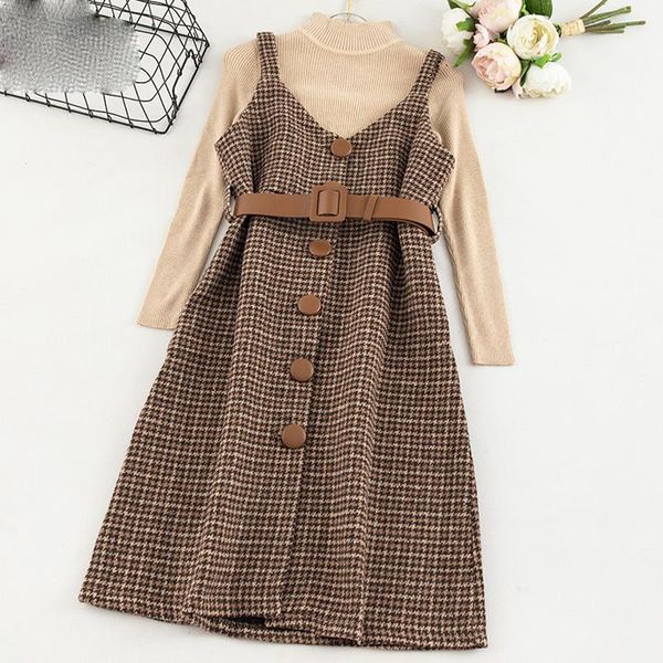 women vintage tweed dresses knitted sweater and wool plaid dress 2 piece dresses long sleeve winter, Black;gray
women vintage tweed dresses knitted sweater and wool plaid dress 2 piece dresses long sleeve winter, Black;gray