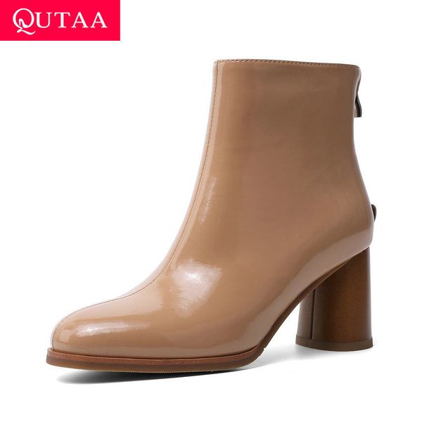 qutaa 2020 new autumn winter round toe zipper casual ankle boots patent leather fashion square high heel women shoes size 34-39, Black
qutaa 2020 new autumn winter round toe zipper casual ankle boots patent leather fashion square high heel women shoes size 34-39, Black