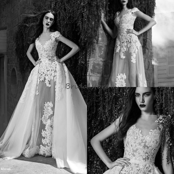 zuhair murad wedding dresses detachable train sheer appliques lace overskirts tulle bridal wedding gowns cap sleeves beach vintage, White
zuhair murad wedding dresses detachable train sheer appliques lace overskirts tulle bridal wedding gowns cap sleeves beach vintage, White