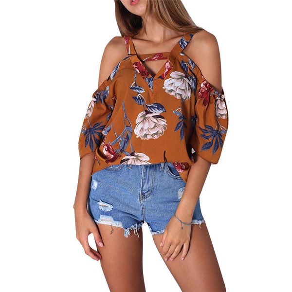 summer women's chiffon floral short sleeves off shoulder loose t-shirts new ladies' casual shirts fashion, White
summer women's chiffon floral short sleeves off shoulder loose t-shirts new ladies' casual shirts fashion, White