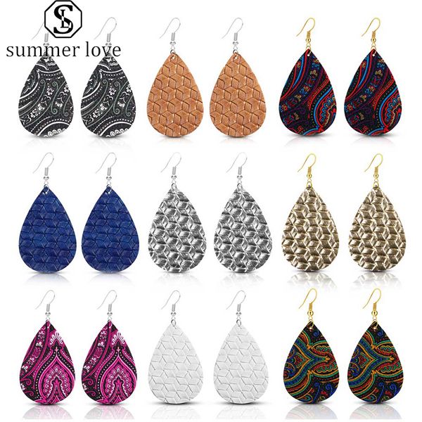 new printing pu leather teardrop dangle earring for women boho sliver gold hook drop earring fashion party jewelry gift y, Silver
new printing pu leather teardrop dangle earring for women boho sliver gold hook drop earring fashion party jewelry gift y, Silver