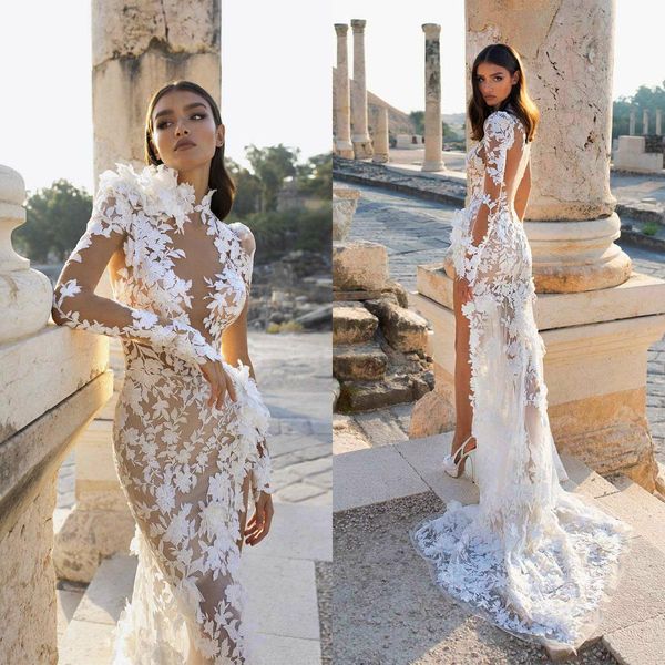 mermaid wedding dresses 2020 sheer long sleeves high collar illusion lace applique side slit boho wedding dress bridal gown robes de mariée, White
mermaid wedding dresses 2020 sheer long sleeves high collar illusion lace applique side slit boho wedding dress bridal gown robes de mariée, White