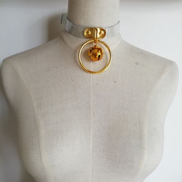 women punk choker necklace handmade transparent leather torques necklace tinkle bell button collar neck belt fashion buckle, Silver
women punk choker necklace handmade transparent leather torques necklace tinkle bell button collar neck belt fashion buckle, Silver