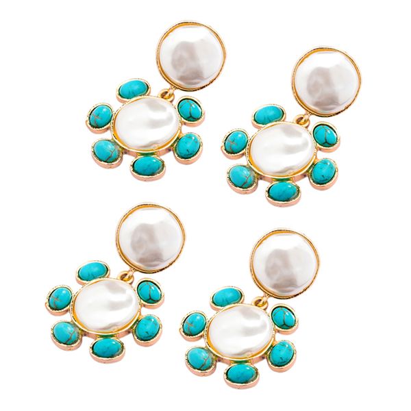 women's t u r q u o i s e earrings fashion flower shape earrings beautiful and durable 2 pairs, Golden;silver
women's t u r q u o i s e earrings fashion flower shape earrings beautiful and durable 2 pairs, Golden;silver