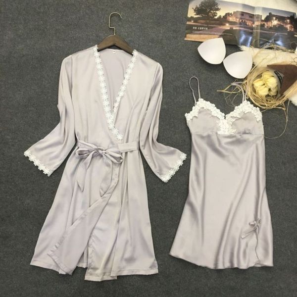 women adjustable nightwear for female sleepwear robe women fashion lace floral satin nightgowns v-neck full sleeves robes, Black;red
women adjustable nightwear for female sleepwear robe women fashion lace floral satin nightgowns v-neck full sleeves robes, Black;red