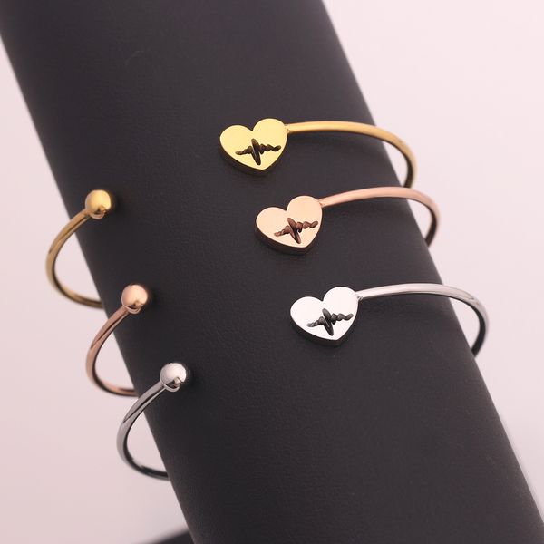 new fashion heart-shaped open bracelet heart carved hollow electrocardiogram adjustable opening bangles for girlfriend gifts, White
new fashion heart-shaped open bracelet heart carved hollow electrocardiogram adjustable opening bangles for girlfriend gifts, White