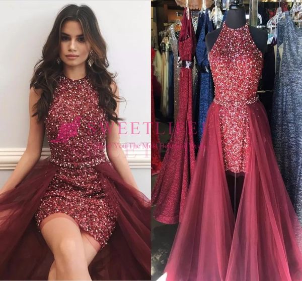 2019 sparkly maroon red short prom dresses jewel neck crystal beading sheath tulle over skirt cocktail party dresses pageant dresses, Black
2019 sparkly maroon red short prom dresses jewel neck crystal beading sheath tulle over skirt cocktail party dresses pageant dresses, Black