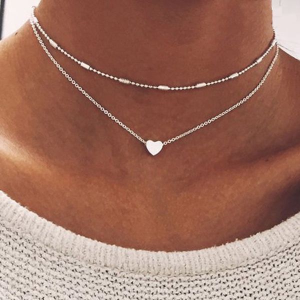 2018 simple gold color love heart choker necklace for women multi layer beads chocker necklaces collar collier ras du cou femme, Golden;silver
2018 simple gold color love heart choker necklace for women multi layer beads chocker necklaces collar collier ras du cou femme, Golden;silver