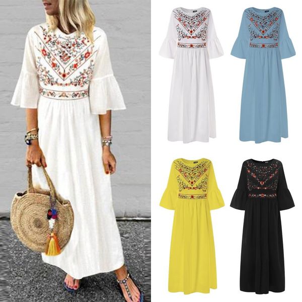 bohemian summer ruffle dress women's sundress elegant print maxi vestidos 2019 zanzea pleated floral party robe femme plus size, Black;gray
bohemian summer ruffle dress women's sundress elegant print maxi vestidos 2019 zanzea pleated floral party robe femme plus size, Black;gray