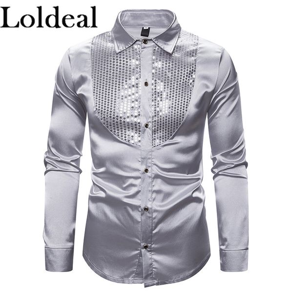 men's casual shirts loldeal silver shirt silk satin smooth and comfortable tuxedo, White;black
men's casual shirts loldeal silver shirt silk satin smooth and comfortable tuxedo, White;black