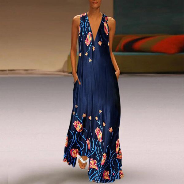 floral printed sleeveless gown maxi dress deep v-neck flared party dress xrq88, Black;gray
floral printed sleeveless gown maxi dress deep v-neck flared party dress xrq88, Black;gray