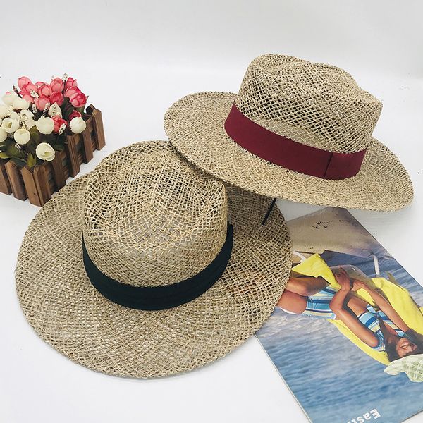 salted straw rope with cloth hollow straw hat with wide brim summer straw hat for men and women fcmxcs-195, Blue;gray
salted straw rope with cloth hollow straw hat with wide brim summer straw hat for men and women fcmxcs-195, Blue;gray