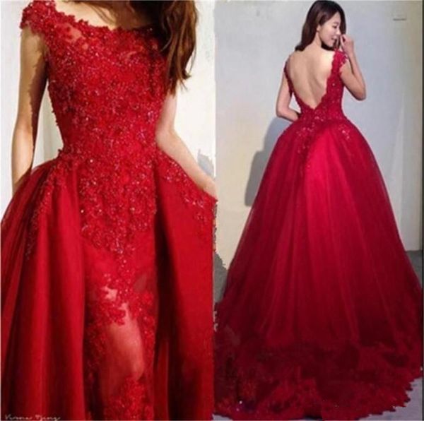 2019 elegant zuhair murad evening dresses with detachable skirt lace applique beading formal party gowns plus size backless prom dress, Black
2019 elegant zuhair murad evening dresses with detachable skirt lace applique beading formal party gowns plus size backless prom dress, Black