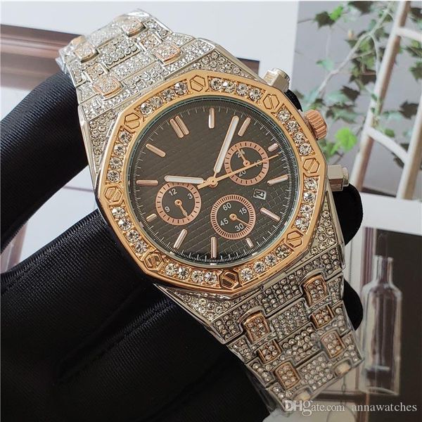 new fashion luxury mens watch hip hop bling diamond iced out designer watches stainless steel quartz movement watches wristwatches, Slivery;brown
new fashion luxury mens watch hip hop bling diamond iced out designer watches stainless steel quartz movement watches wristwatches, Slivery;brown