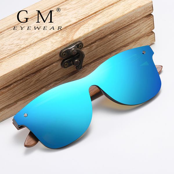 

gm handmade sunglasses men polarized walnut wooden eyewear women mirror vintage oculos de sol masculino uv400 polarized lens, White;black