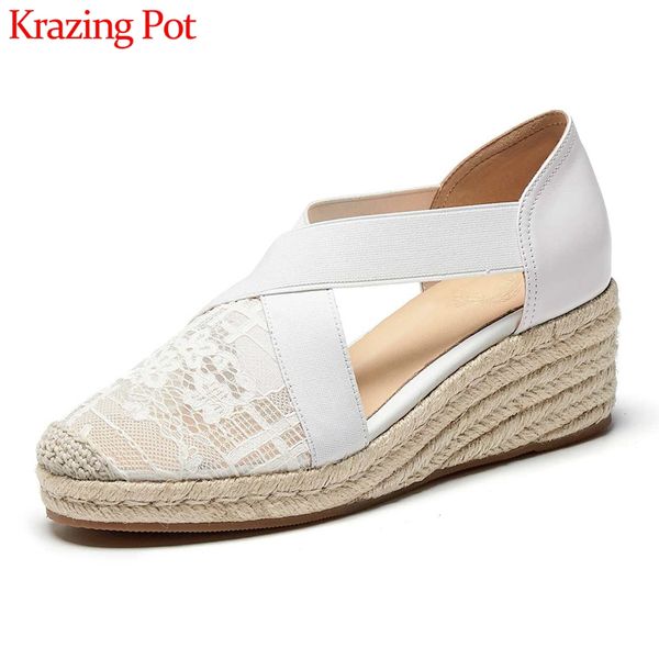 krazing pot summer sunscreen sandals lace round toe high heels straw wedges high street fashion daily leisure shoes women l28, Black
krazing pot summer sunscreen sandals lace round toe high heels straw wedges high street fashion daily leisure shoes women l28, Black