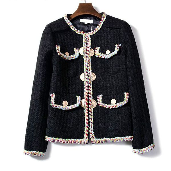handmade tweed jacket coat women 2019 winter small fragrant color weave thick casaco feminino metal buckle jacket, Black;brown
handmade tweed jacket coat women 2019 winter small fragrant color weave thick casaco feminino metal buckle jacket, Black;brown