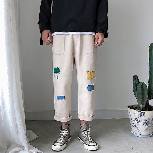 men pants casual straight pants mens loose spliced male elastic waist streetwear trousers asian size, Black
men pants casual straight pants mens loose spliced male elastic waist streetwear trousers asian size, Black