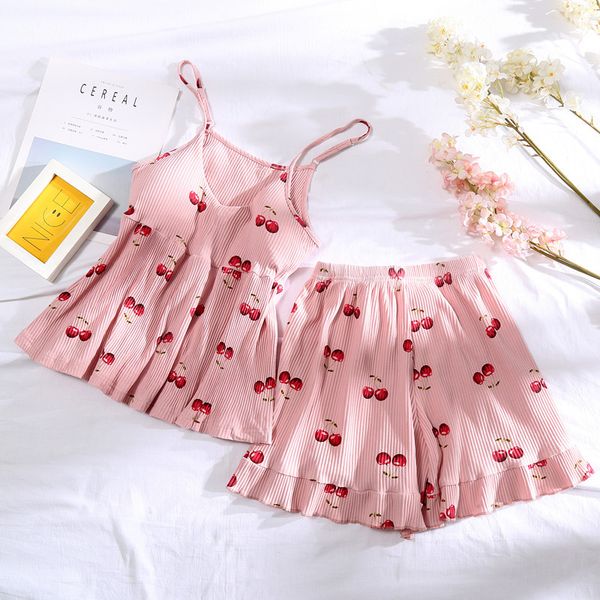 cinoon cotton pajamas set sleeveless + shorts + chest pad cute nightwear new sleepwear pyjamas for women, Blue;gray
cinoon cotton pajamas set sleeveless + shorts + chest pad cute nightwear new sleepwear pyjamas for women, Blue;gray