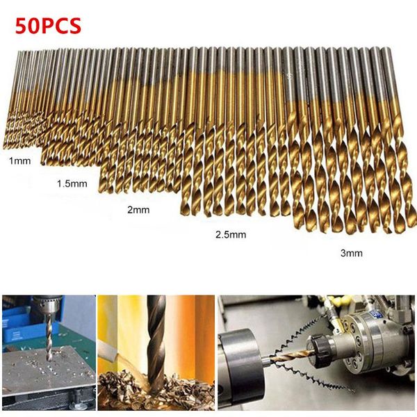 50pcs 1-3mm titanium coated twist drill bits hss high speed steel drill bits for woodworking
50pcs 1-3mm titanium coated twist drill bits hss high speed steel drill bits for woodworking