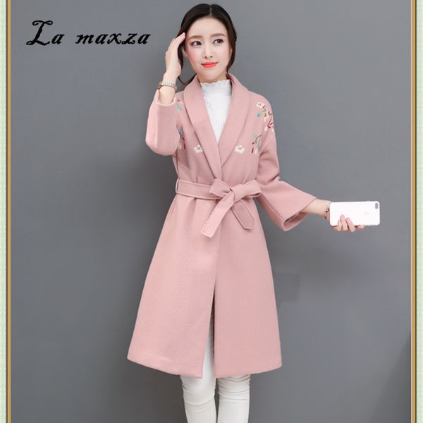 woman coats winter 2018 elegant warm korean style floral fashion pink wool coat new arrivals, Black
woman coats winter 2018 elegant warm korean style floral fashion pink wool coat new arrivals, Black