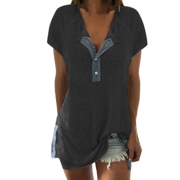 38# women's casual short sleeve v-neck patchwork button loose t-shirt summer shirt casual tee female t shirt woman clothing, White
38# women's casual short sleeve v-neck patchwork button loose t-shirt summer shirt casual tee female t shirt woman clothing, White