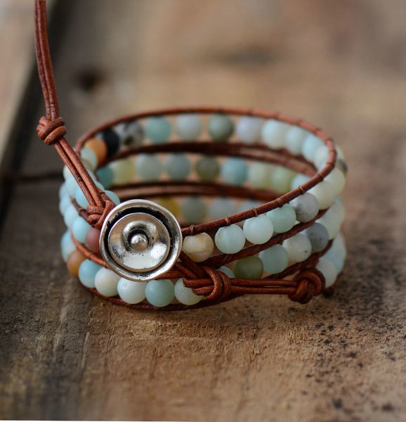 vintage leather bracelets 6mm matte amazonite 3 strands woven wrap bracelet handmade multilayer beads jewelry dropship, Golden;silver
vintage leather bracelets 6mm matte amazonite 3 strands woven wrap bracelet handmade multilayer beads jewelry dropship, Golden;silver