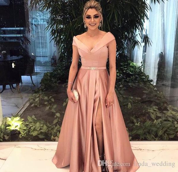 off shoulders split evening dress modest a line satin sleeveless long formal celebrity party gown custom made plus size, Black;red
off shoulders split evening dress modest a line satin sleeveless long formal celebrity party gown custom made plus size, Black;red