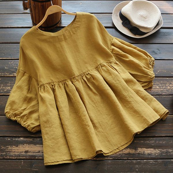 women clothing women blouse women summer ruffled blouse o neck 3 4 lantern sleeve work blusas cotton linen shirts ol pleated, White
women clothing women blouse women summer ruffled blouse o neck 3 4 lantern sleeve work blusas cotton linen shirts ol pleated, White