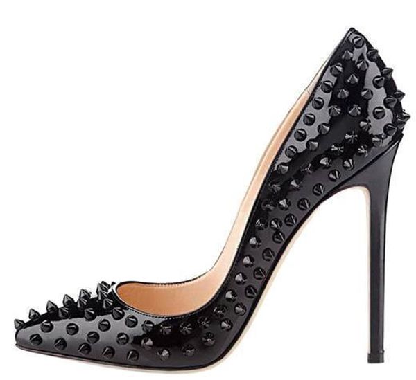 brand dress shoes women pumps high heel shoes rivet pointed toe fine heel lady wedding shoes bottom for the red 8cm 10cm 12cm, Black 
brand dress shoes women pumps high heel shoes rivet pointed toe fine heel lady wedding shoes bottom for the red 8cm 10cm 12cm, Black