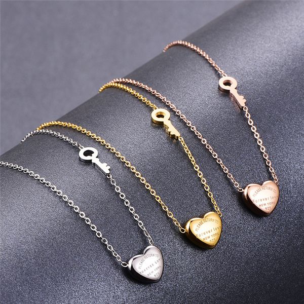 martick lovely sweet heart pendant necklace rose gold color key design link chain necklace forever love letters for woman p3, Silver
martick lovely sweet heart pendant necklace rose gold color key design link chain necklace forever love letters for woman p3, Silver