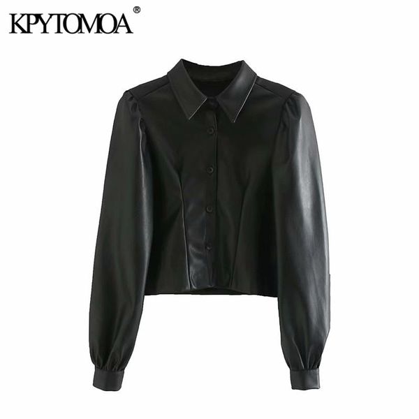 vintage stylish faux leather pleated cropped shirts women 2019 fashion lapel collar puff sleeve female pu blouses chic, White
vintage stylish faux leather pleated cropped shirts women 2019 fashion lapel collar puff sleeve female pu blouses chic, White