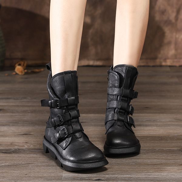 buckle design women winter shoes mid calf boots cowhide leather women boots thick heel vintage style female footwear black
buckle design women winter shoes mid calf boots cowhide leather women boots thick heel vintage style female footwear black
