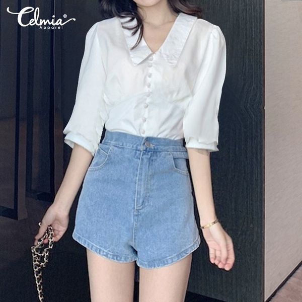 celmia 2020 summer puff sleeve stylish women blouses v neck button down casual work female shirts sweet blusas s-5xl, White
celmia 2020 summer puff sleeve stylish women blouses v neck button down casual work female shirts sweet blusas s-5xl, White