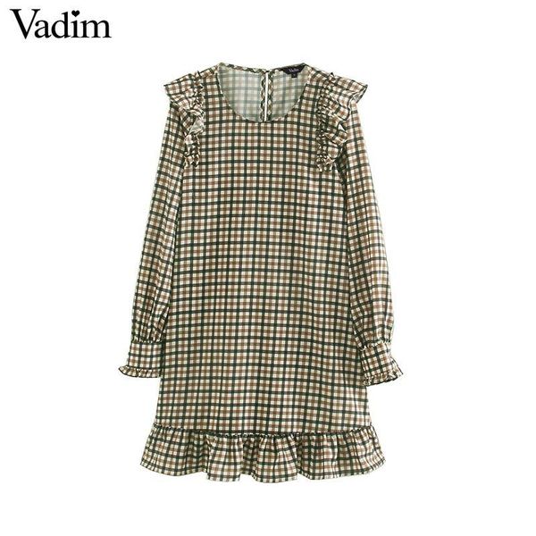 vadim women cute plaid mini dress ruffled checkered straight long sleeve preppy style female sweet dresses vestidos qd241, Black;pink
vadim women cute plaid mini dress ruffled checkered straight long sleeve preppy style female sweet dresses vestidos qd241, Black;pink
