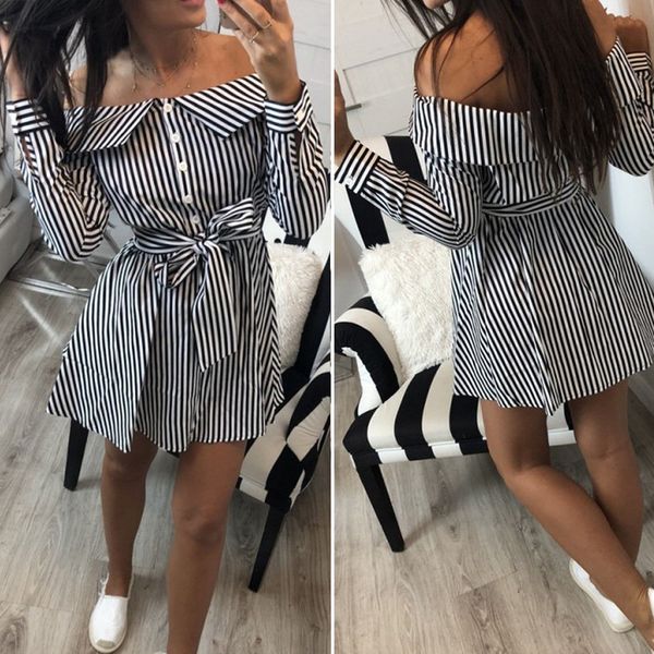 women stripe strappy button holiday dress off shoulder summer beach mini sundress 2018 summer style women dress, Black;gray
women stripe strappy button holiday dress off shoulder summer beach mini sundress 2018 summer style women dress, Black;gray