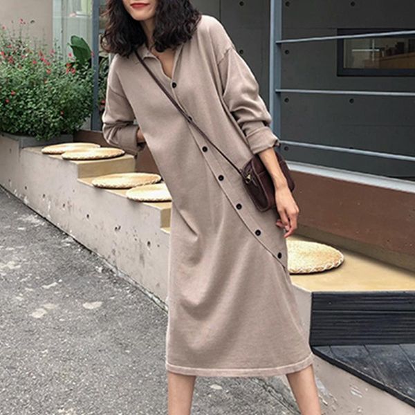 plus size spring sundress casual long sleeve long shirt dress fashion women solid irregular buttons work vestidos female robe, Black;gray
plus size spring sundress casual long sleeve long shirt dress fashion women solid irregular buttons work vestidos female robe, Black;gray