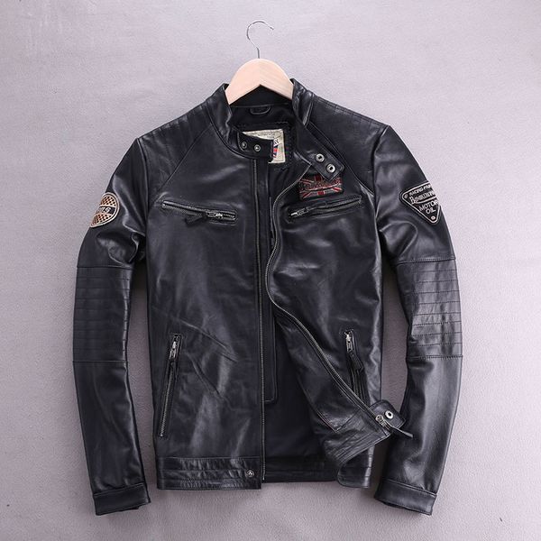collar fashion stand slim genuine jacket men sheepskin coats zipper men's motorcycle biker real leather coat, Black
collar fashion stand slim genuine jacket men sheepskin coats zipper men's motorcycle biker real leather coat, Black