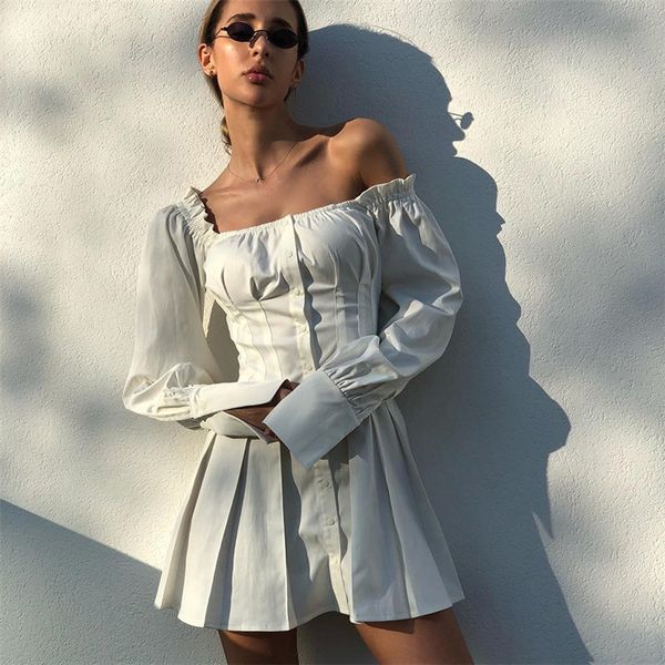 off shoulder white tunic dress pleated summer women long sleeve shirt dress female ruffle party mini dresses elegant, White;black
off shoulder white tunic dress pleated summer women long sleeve shirt dress female ruffle party mini dresses elegant, White;black