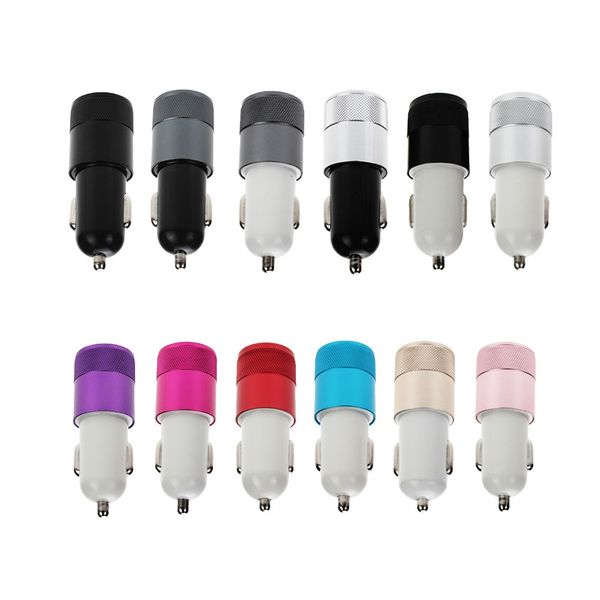 Car Charger Aluminum Cycle 5v 2a 2 U B Dual Port Auto Power Adaptor For Mart Phone 200pc Lot