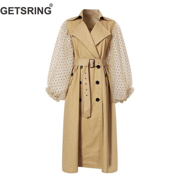 getsring women trench coat khaki cotton windbreakers lantern sleeve spliced double breasted coat lace up slim long overcoat 2018, Tan;black
getsring women trench coat khaki cotton windbreakers lantern sleeve spliced double breasted coat lace up slim long overcoat 2018, Tan;black