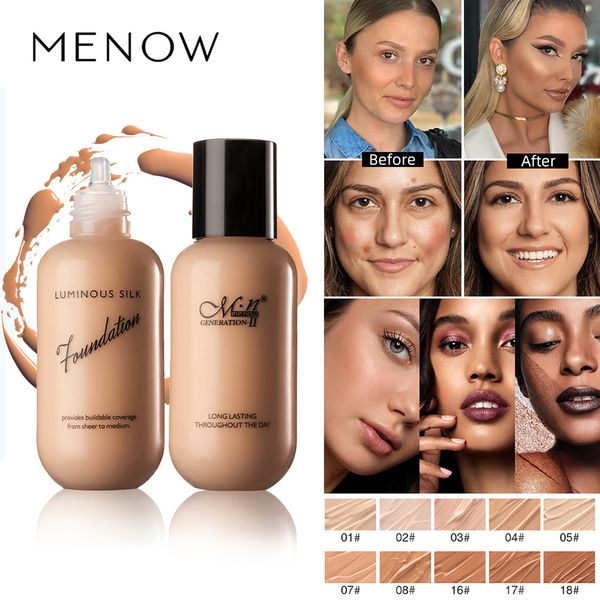 menow 10 colors liquid foundation matte long wear oil control full concealer foundation makeup liquid cream natural base make up 
menow 10 colors liquid foundation matte long wear oil control full concealer foundation makeup liquid cream natural base make up