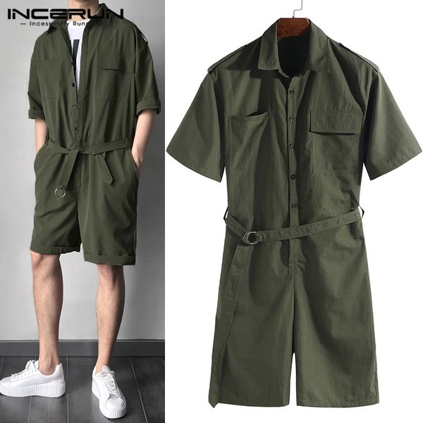 harajuku men set rompers cargo coverall overalls one piece jumpsuit cowboy half sleeve solid belt waist casual shorts playsuit, Gray
harajuku men set rompers cargo coverall overalls one piece jumpsuit cowboy half sleeve solid belt waist casual shorts playsuit, Gray