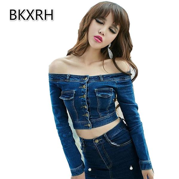 femme jeans jacket women 2018 spring new japanese style off shoulder long sleeve cropped denim jacket jaqueta feminina, Black;brown
femme jeans jacket women 2018 spring new japanese style off shoulder long sleeve cropped denim jacket jaqueta feminina, Black;brown